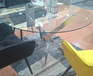 Mesa Redonda Cristal y Metal