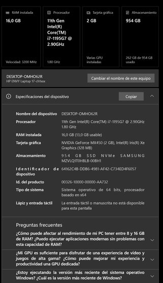 HP ENVY 17 - i7 / 16GB RAM / 1TB SSD