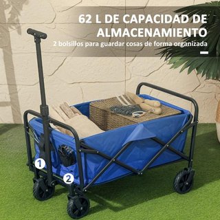 Carro Plegable 100kg Asa Telescópica Azul Camping