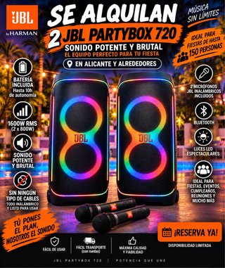 Alquiler 2 altavoces JBL PartyBox 720