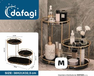 Porta oggetti Dafagi 3 ripiani marmo nero oro