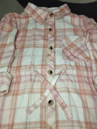 Vestido camisero de cuadros rosa y blanco