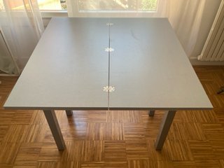 Mesa extensible cristal blanco 40x80
