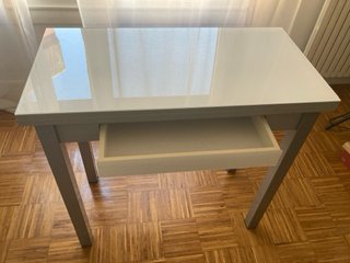 Mesa extensible cristal blanco 40x80