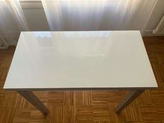 Mesa extensible cristal blanco 40x80