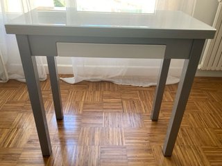 Mesa extensible cristal blanco 40x80