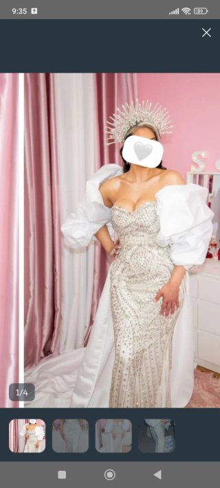 Vestido de Novia Plateado y Blanco