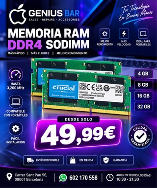 Memoria RAM DDR4 SODIMM Crucial 8GB
