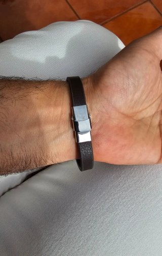 Pulsera Hombre Piel y Acero