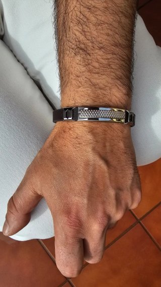 Pulsera Hombre Piel y Acero