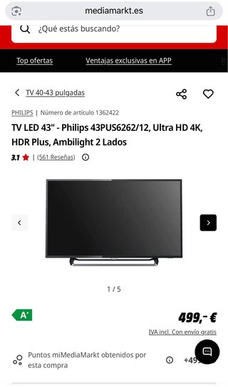 Televisor smart con luz dinámico