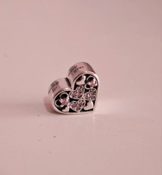 Charm Corazón Plata y Circonitas Rosas