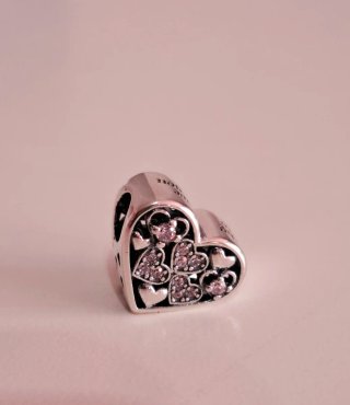 Charm Corazón Plata y Circonitas Rosas