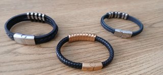 Lote 3 Pulseras Lotus Cuero y Metal