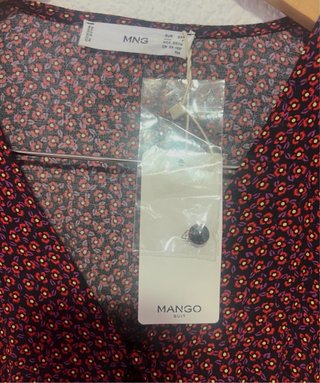 Talla S. Vestido estampado manga larga MANGO.