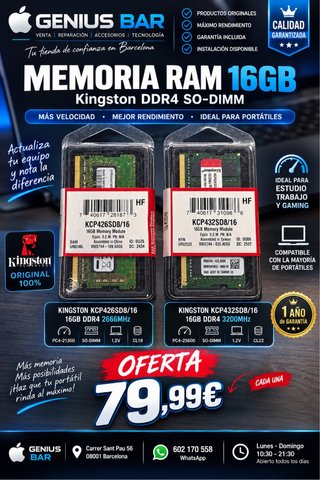 Memoria RAM Kingston 16GB DDR4 2666MHz SO-DIMM