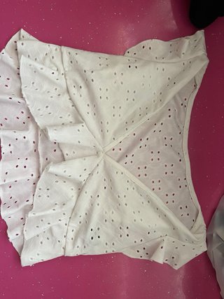 Blusa Shein blanca bordada volantes