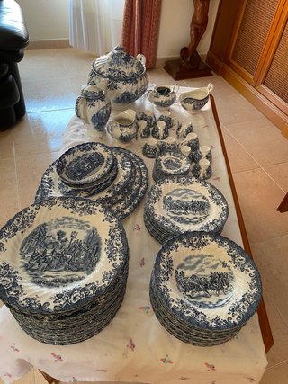 Vajilla Inglesa 73 Piezas Porcelana Azul/Blanco
