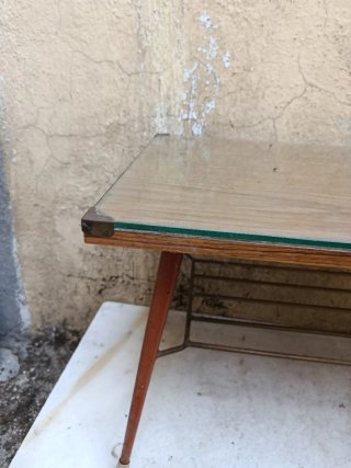 Mesa auxiliar madera y cristal