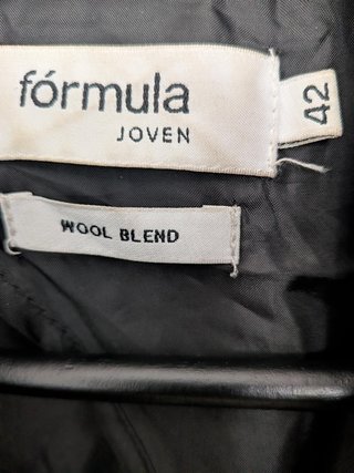 Abrigo Lana Negro Talla 42 Formula Joven