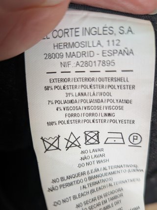 Abrigo Lana Negro Talla 42 Formula Joven