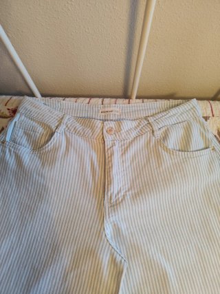 Pantalón wide leg rayas azul y blanco