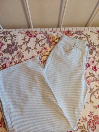 Pantalón wide leg rayas azul y blanco