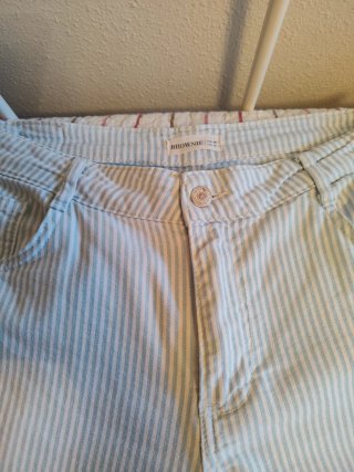 Pantalón wide leg rayas azul y blanco