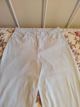 Pantalón wide leg rayas azul y blanco