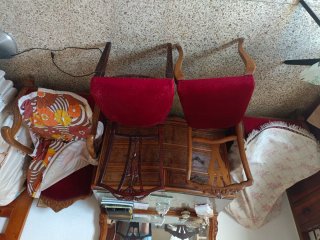 Sillas Vintage Terciopelo Rojo