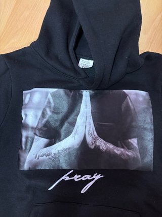 Sudadera Pray Negra con Capucha talla 10