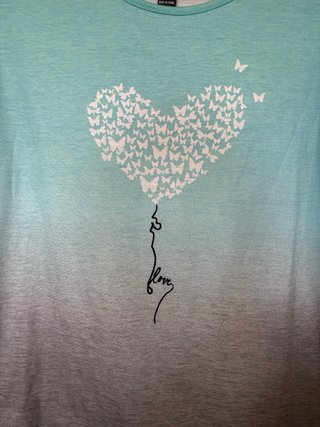 Camiseta Emery Rose degradado mariposa y flor