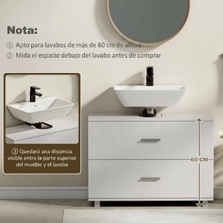 Mueble Bajo Lavabo 2 Cajones 80x30x60cm Blanco
