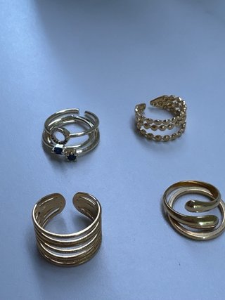 Conjunto 6 Anillos Bisutería Ajustables Dorados