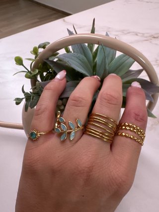Conjunto 6 Anillos Bisutería Ajustables Dorados
