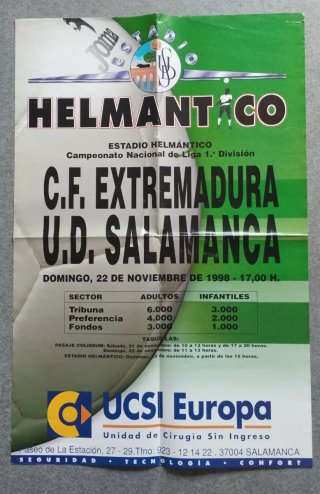 Cartel UD Salamanca CF Extremadura 1998