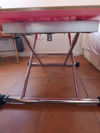 Mesa centro elevable cristal naranja vintage