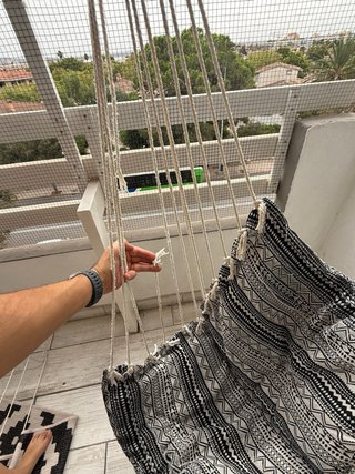 Silla Hamaca Tela y Madera
