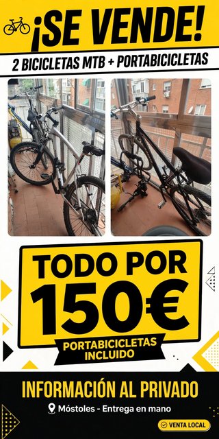 2 Bicicletas MTB + Portabicicletas 150€