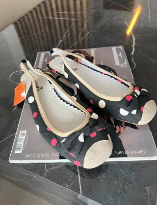 Bailarinas destalonadas lunares negro y fucsia