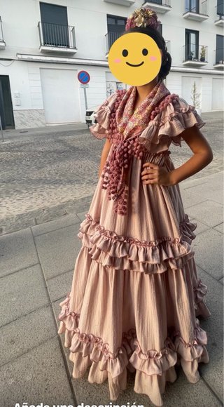 Traje de flamenca rosa empolvado