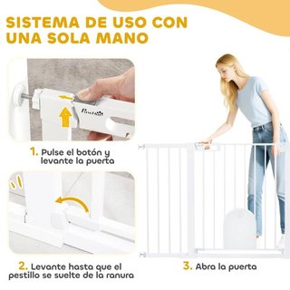 Barrera Perros 75-131cm Puerta Pequeña Blanca