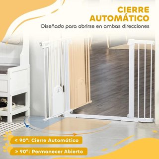 Barrera Perros 75-131cm Puerta Pequeña Blanca