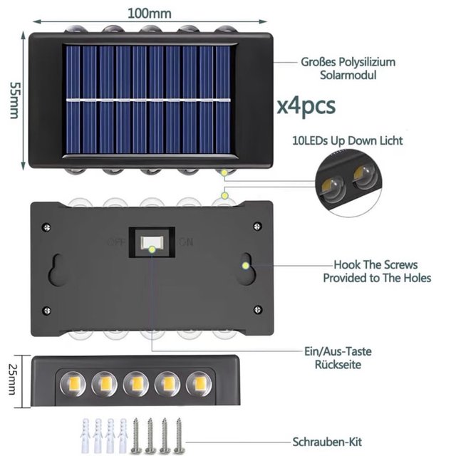 4 Luces Solares LED Exterior
