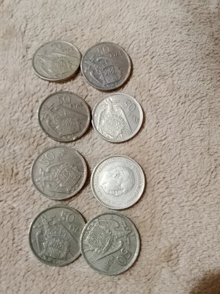 8 Monedas 50 Pesetas Franco