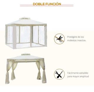 Carpa cenador de jardín doble techo con mosquitera