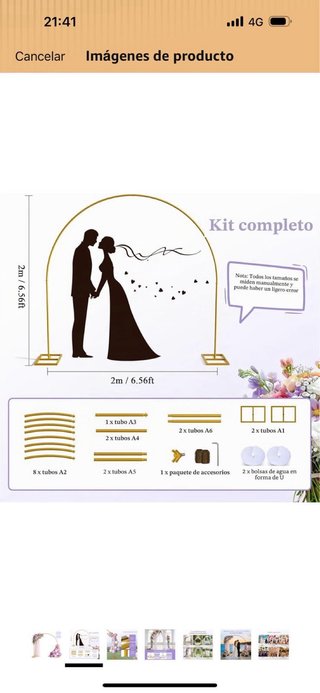 Arco Decorativo Boda Oro Metal