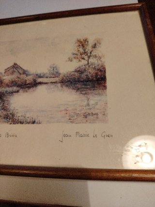 Cuadro paisaje firmado Le marais de la Rivière
