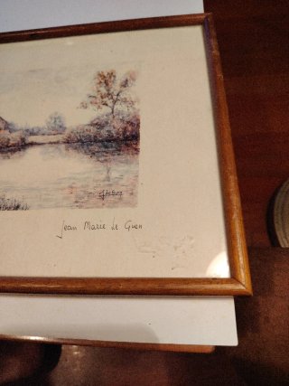 Cuadro paisaje firmado Le marais de la Rivière