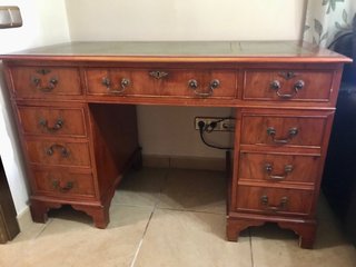 Escritorio mesa despacho madera y piel